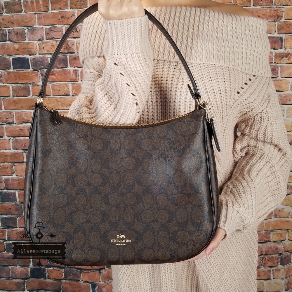Coach signature zip leather brown shoulder bag NWT - Picture 3 of 6
